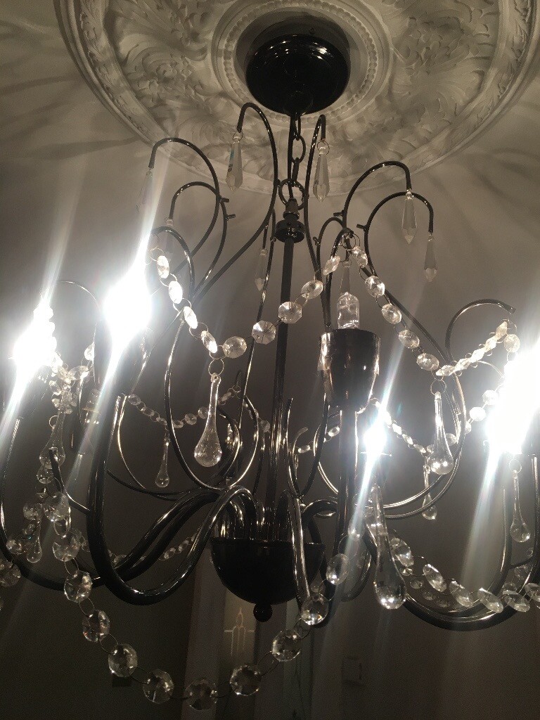 B&Q CHANDELIER DOUBLE TIER SILVER GREY PEWTER in Newcastle