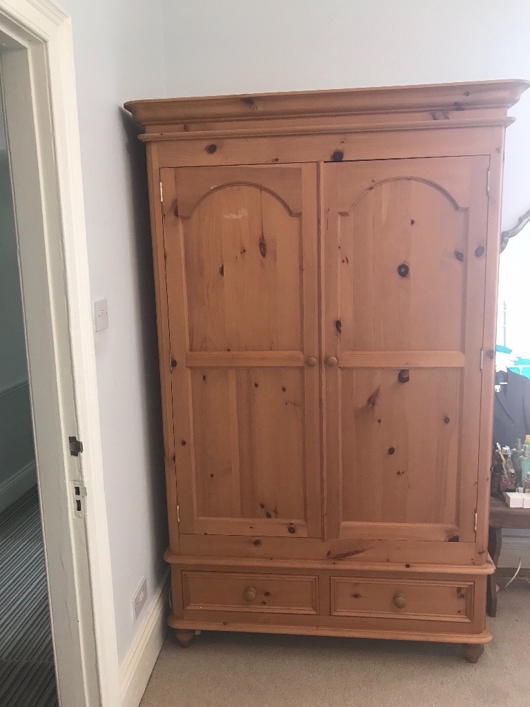 2 X Solid Pine Wardrobes Very Good Quality Both Come In 3 Parts