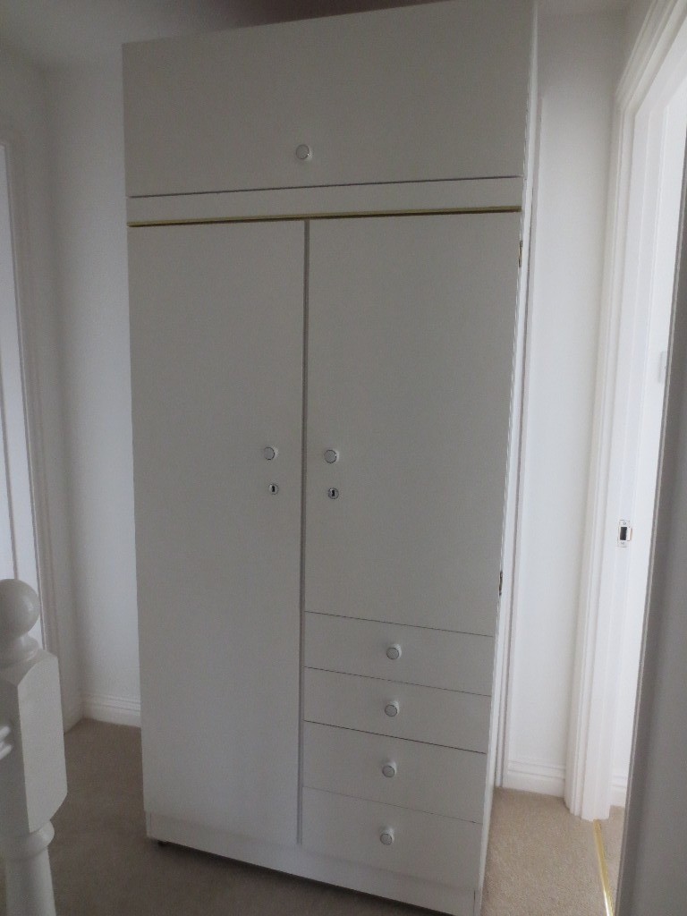 White Tallboy Wardrobe with Top Box in Denmead, Hampshire Gumtree