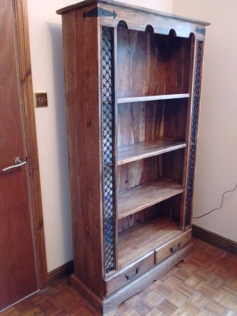 SOLID HARDWOOD BOOKCASE WITH WROUGHT IRON PATTERN in Fulwood