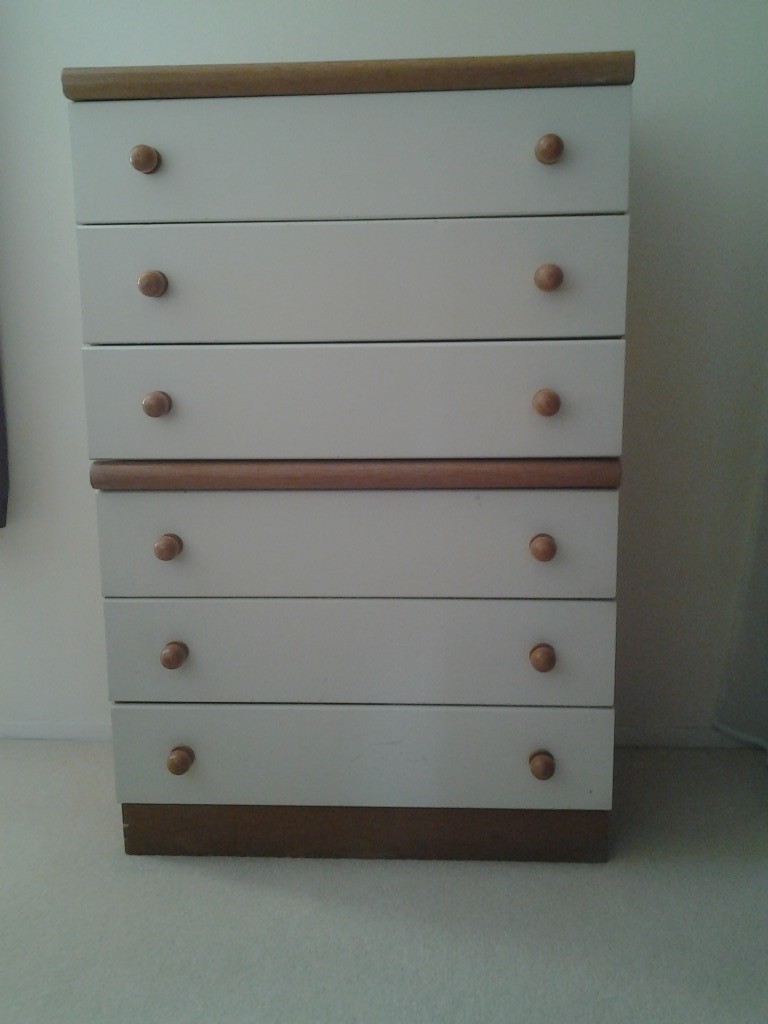 Large Pine Chest Of Drawers 6 White Drawers 120cm Tall 76cm Wide
