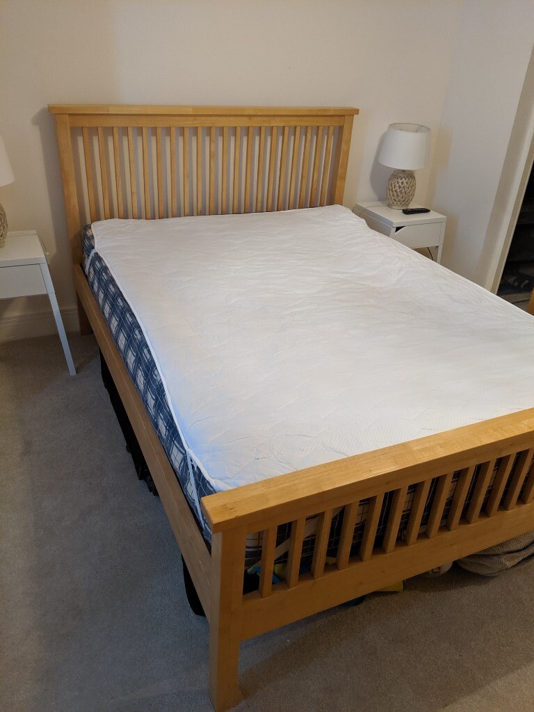 BARGAIN! Light Oak Veneer Bed Frame and Mattress. in Taplow, Berkshire Gumtree
