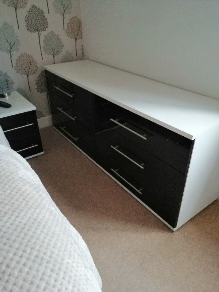 White and Black Gloss Chest of Drawers in Melksham, Wiltshire Gumtree