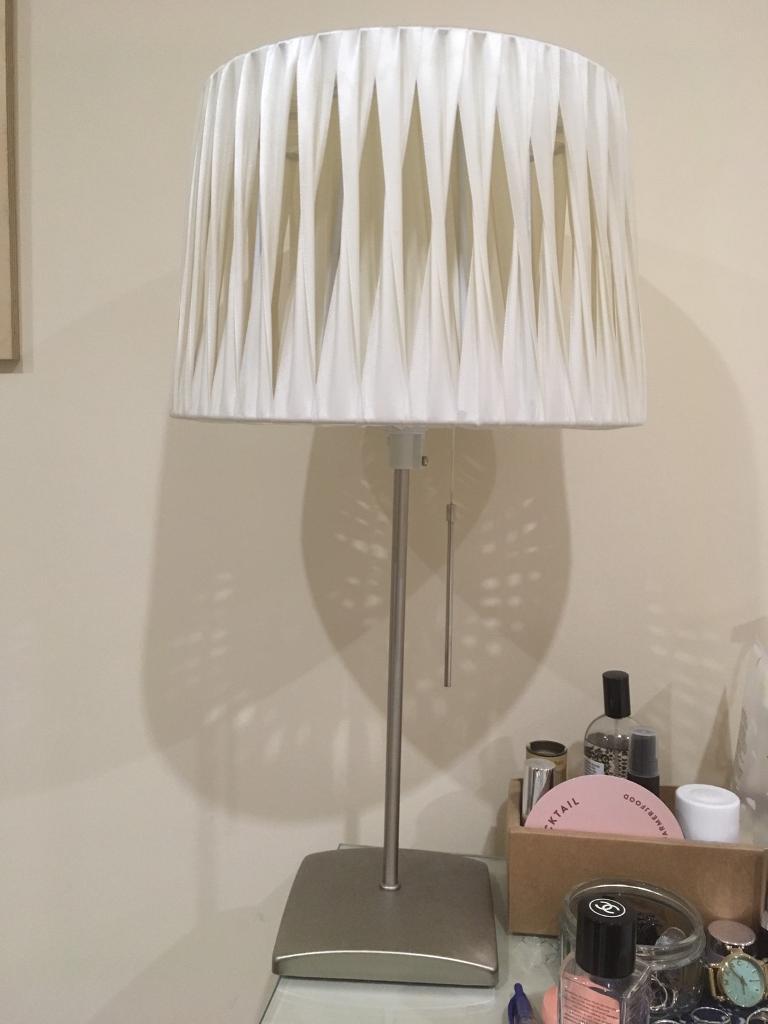 2 bedside lamps JOHN LEWIS white satin and metal in Islington