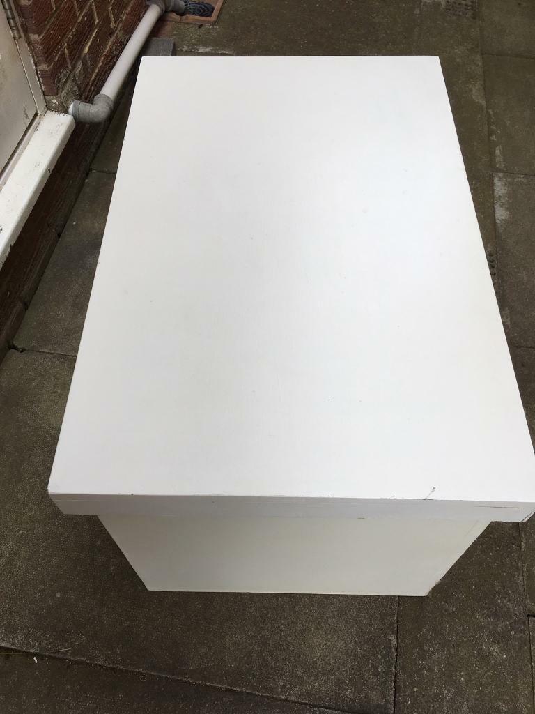 Heavy duty wooden white storage box with lid in Yarm, County Durham