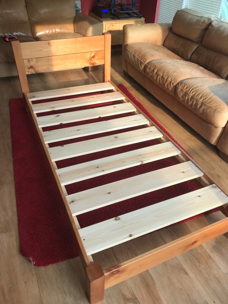 Oak wooden bed frame, handmade by “Get Laid Beds” in Newton Mearns