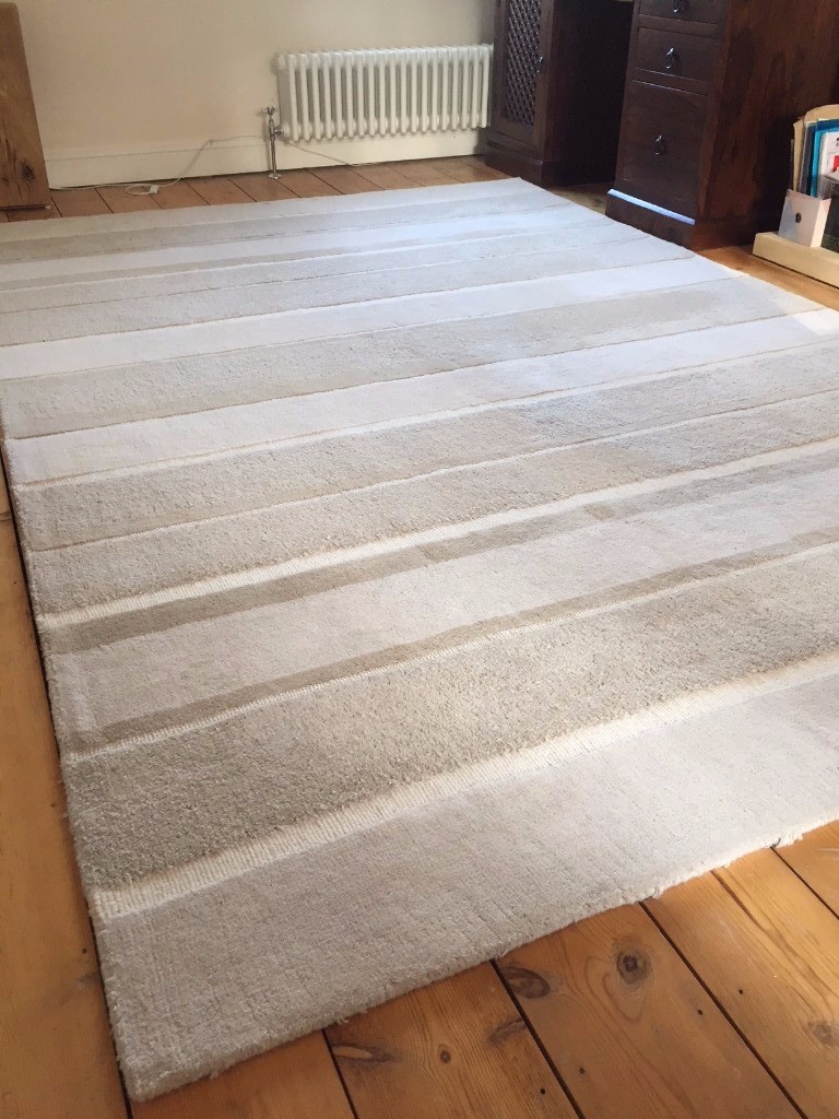 Laura Ashley Bexley Stripe Natural 100 Wool Rug 2m x 3m Half Price