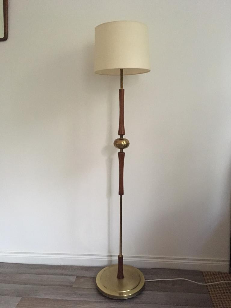 Vintage Retro Mid Century Teak & Brass Standard Lamp in Ravenhill