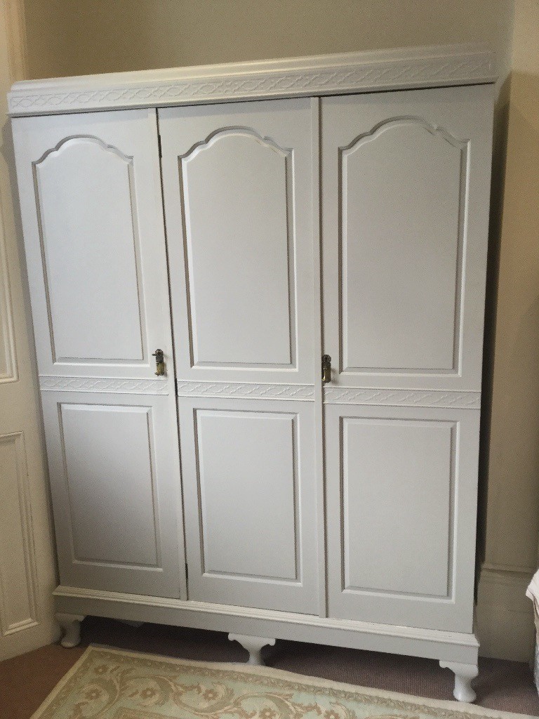 Shabby Chic French Antique Mirrored Wardrobe Closet In