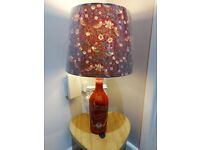 NEW WILLIAM MORRIS DESIGN FABRIC. LAMPSHADE ON AN ADAPED BOTTLE