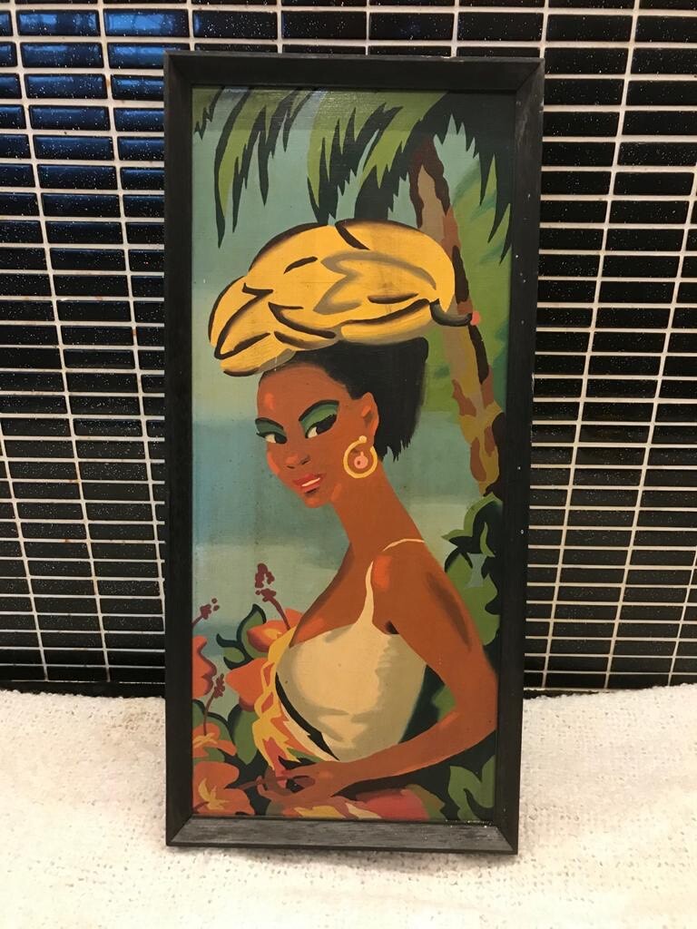 Beautiful Vintage African Woman Painting on Wood - Wall Art Home Decor
