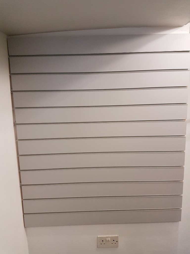 Grey slatwall, inserts, pegs and shelves in Galashiels, Scottish