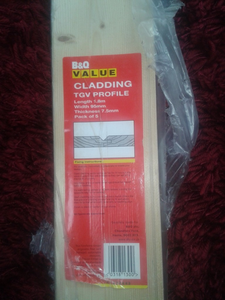 Full pack of B&Q wooden tongue & groove internal cladding, in Saffron