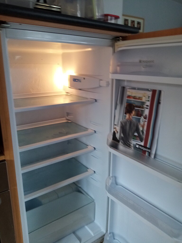 HOTPOINT INTEGRATED LARDER FRIDGE complete with manual and all shelves