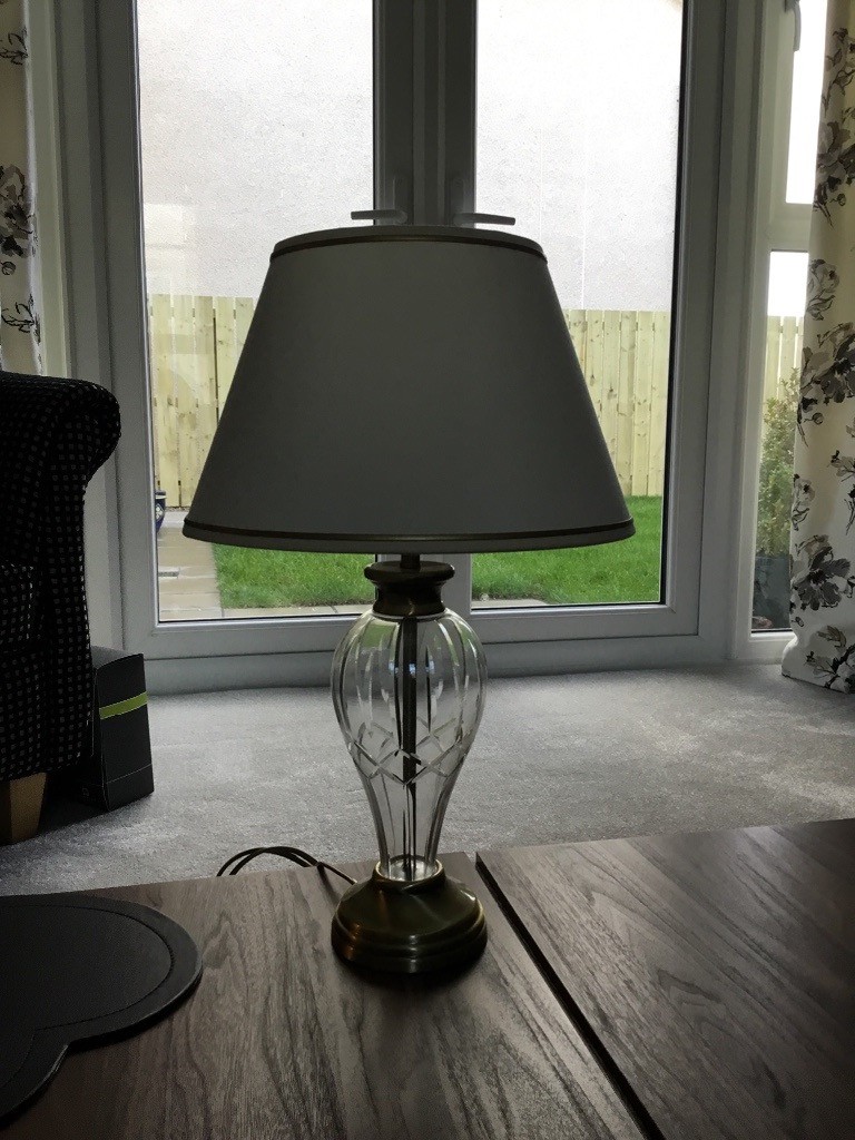 Stylish Table Lamp With Metal Gold Effect Stand Encased In Glass