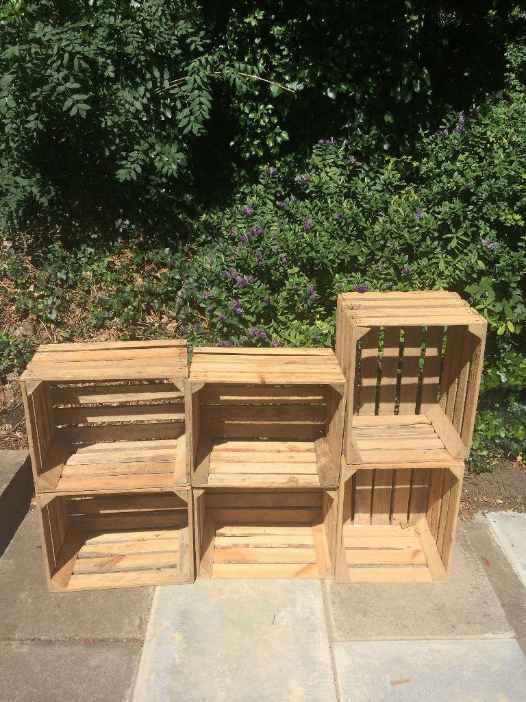 Vintage Wooden Crates, Shabby Chic Rustic Old Fruit Bushel Boxes in