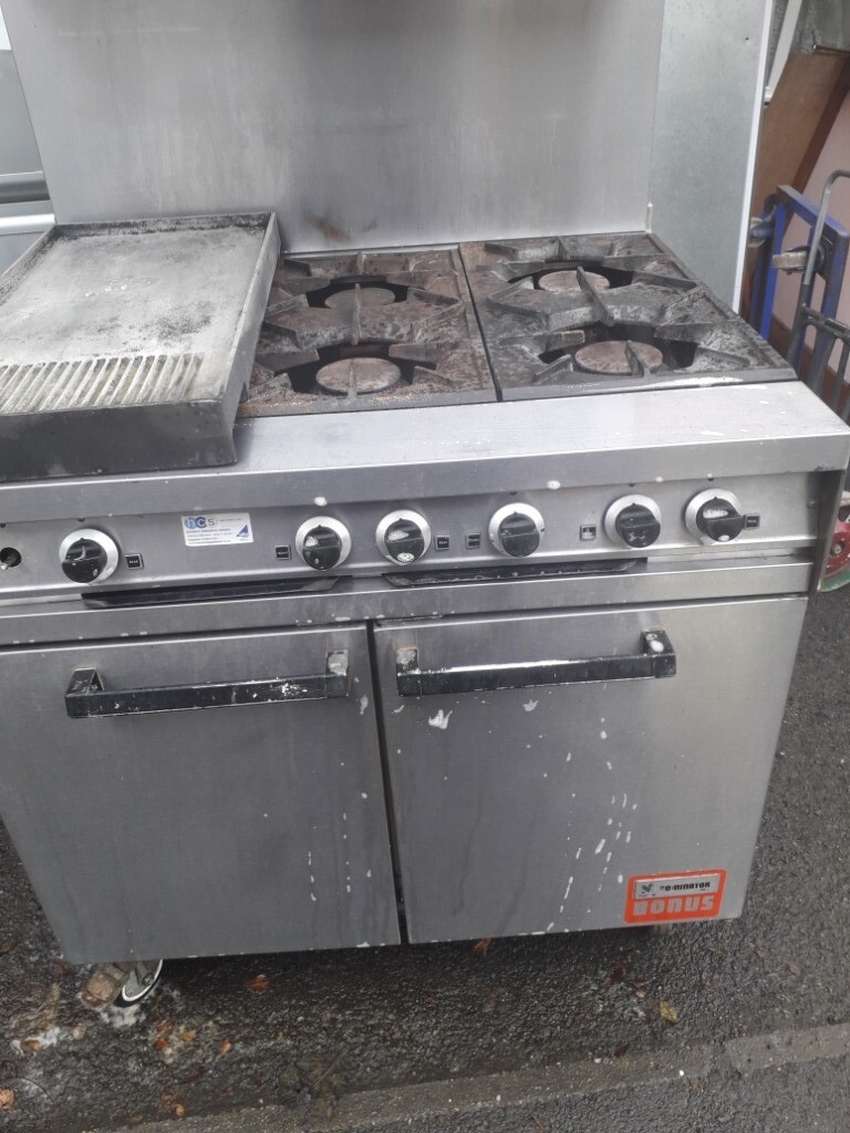 commercial 6 burner Falcon Dominator gas cooker oven restaurant kitchen