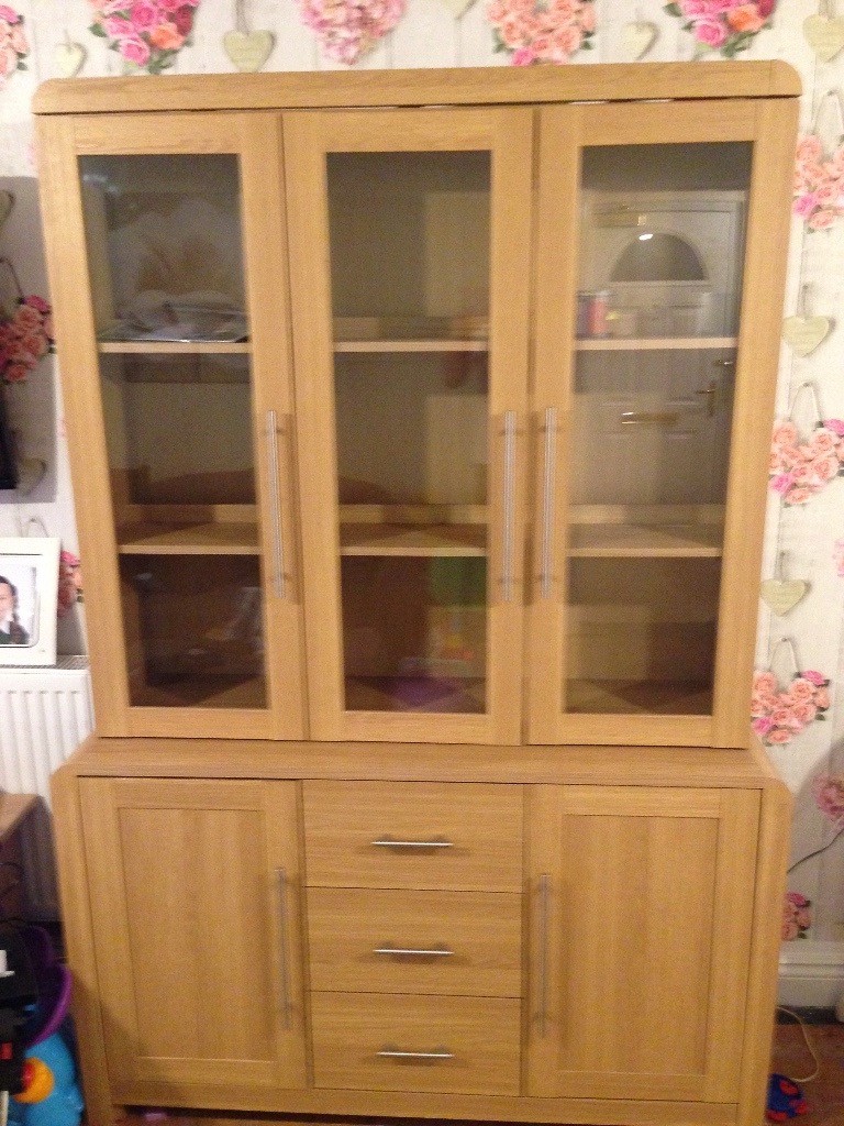 Living room wall unit with glass doors | in Gosport, Hampshire | Gumtree