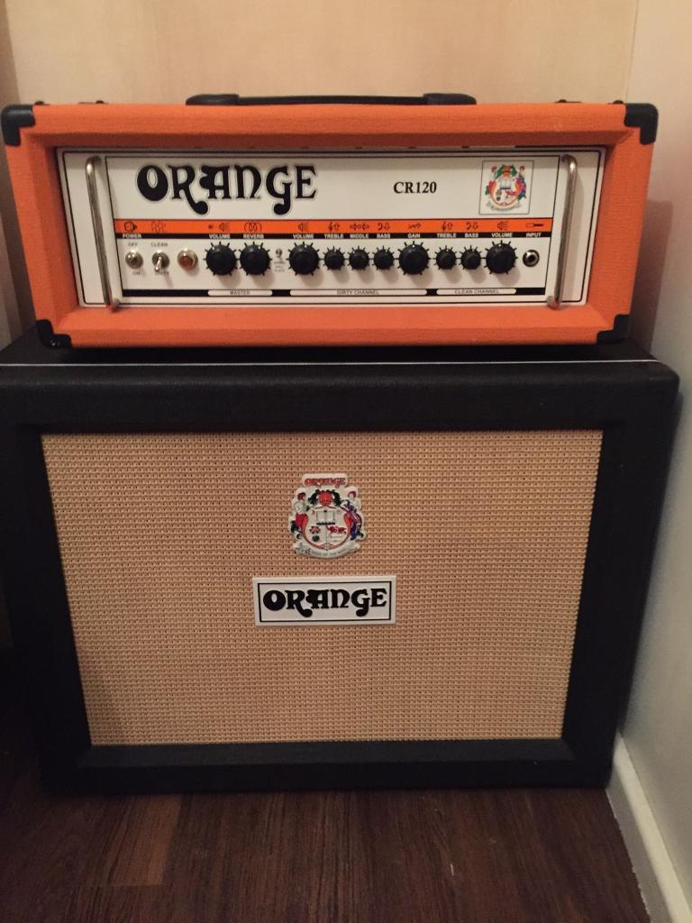 Orange Crush CR120 amp head with Orange 2x12 celestion cab in