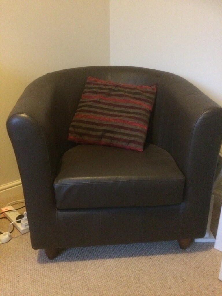 Brown 100 real leather tub chair (from Marks and Spencer) in