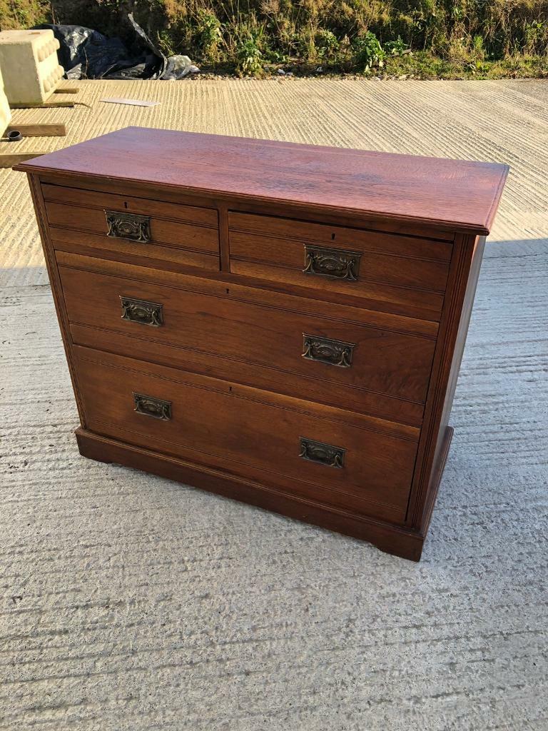 Antique Set Of Solid Stained Pine Drawers Vintage Bedroom Furniture