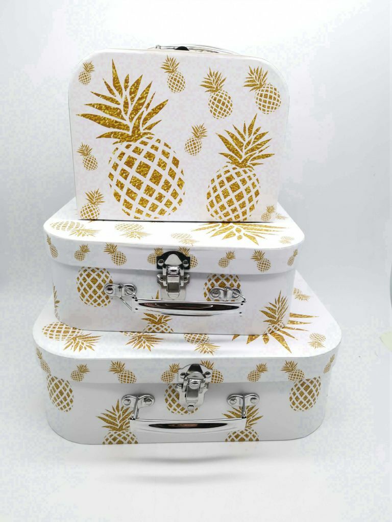 Tris 3 pezzi Scatole Box Per Regali Varie Misure Matrioska Ananas bal