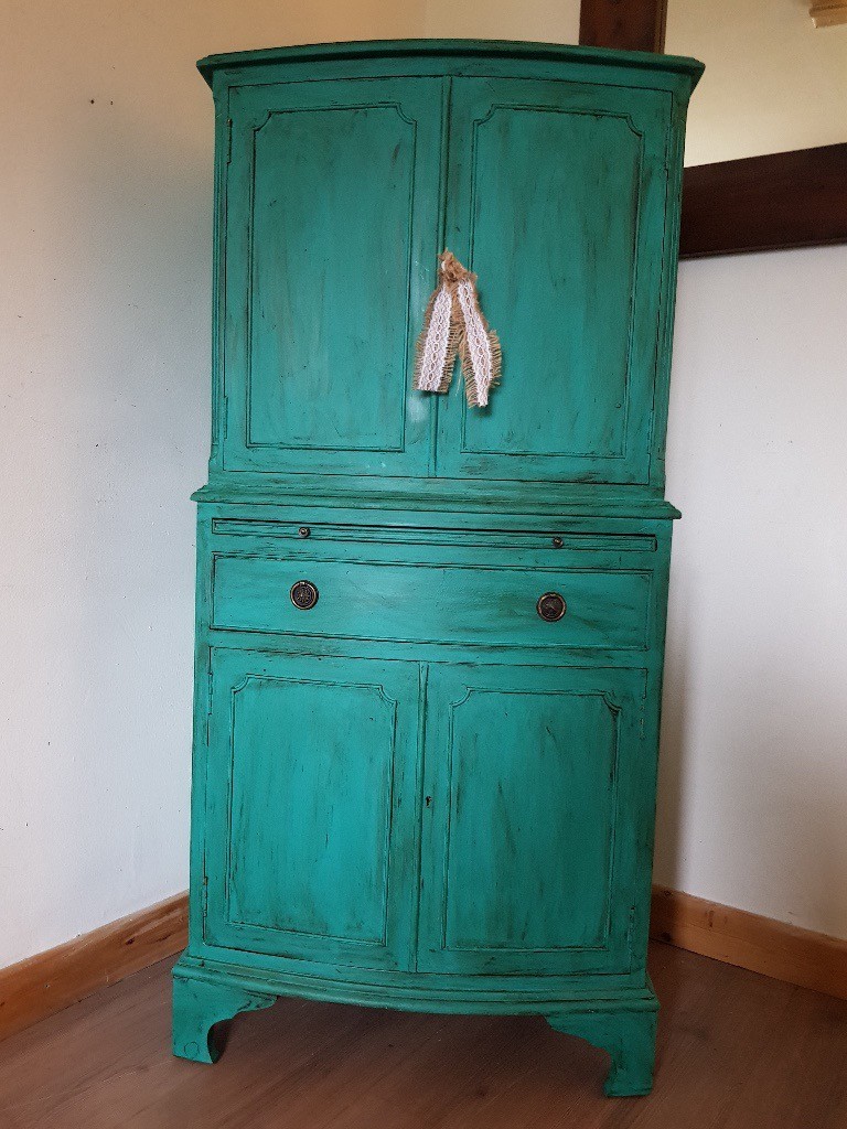 Vintage Cocktail Cabinet With Mirror Rustic Boho Shabby Chic