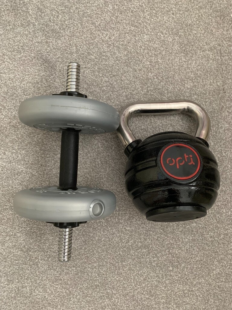 York 5kg Dumbbell and Opti 10kg Kettlebell in Atherstone