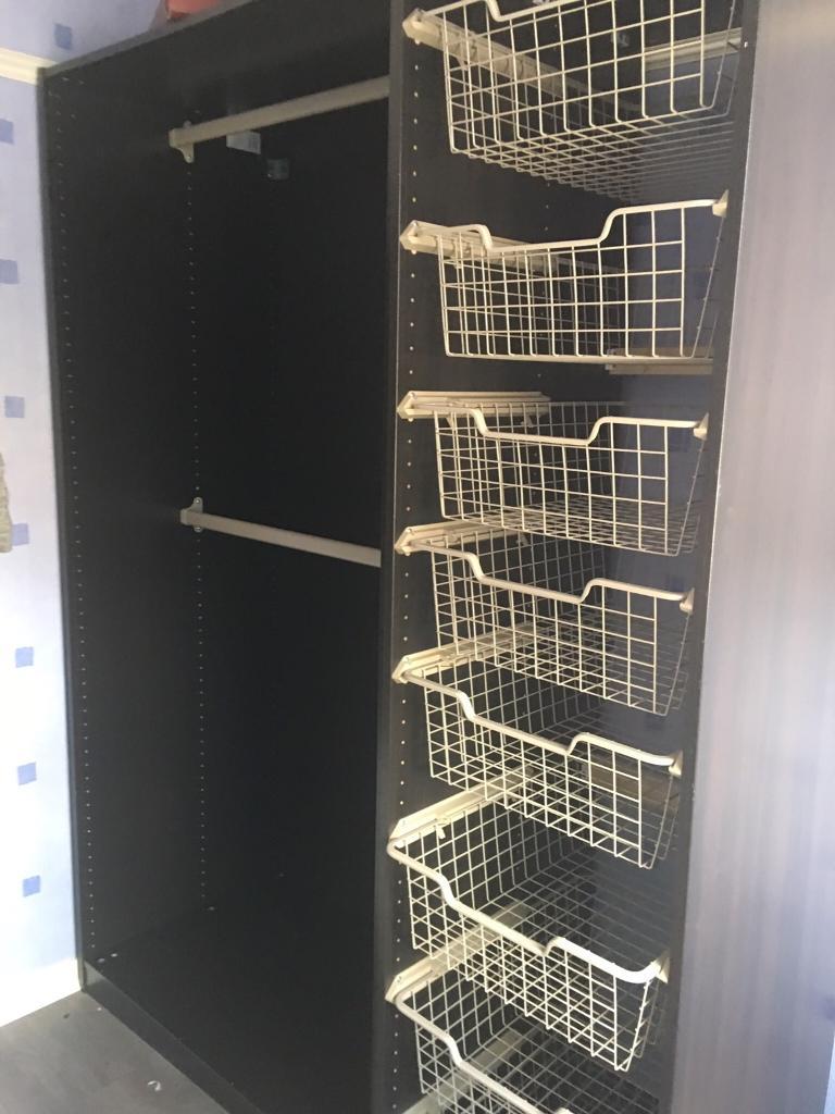 IKEA PAX WARDROBE SET UP ONE DOUBLE AND ONE SINGLE WITH BASKETS in