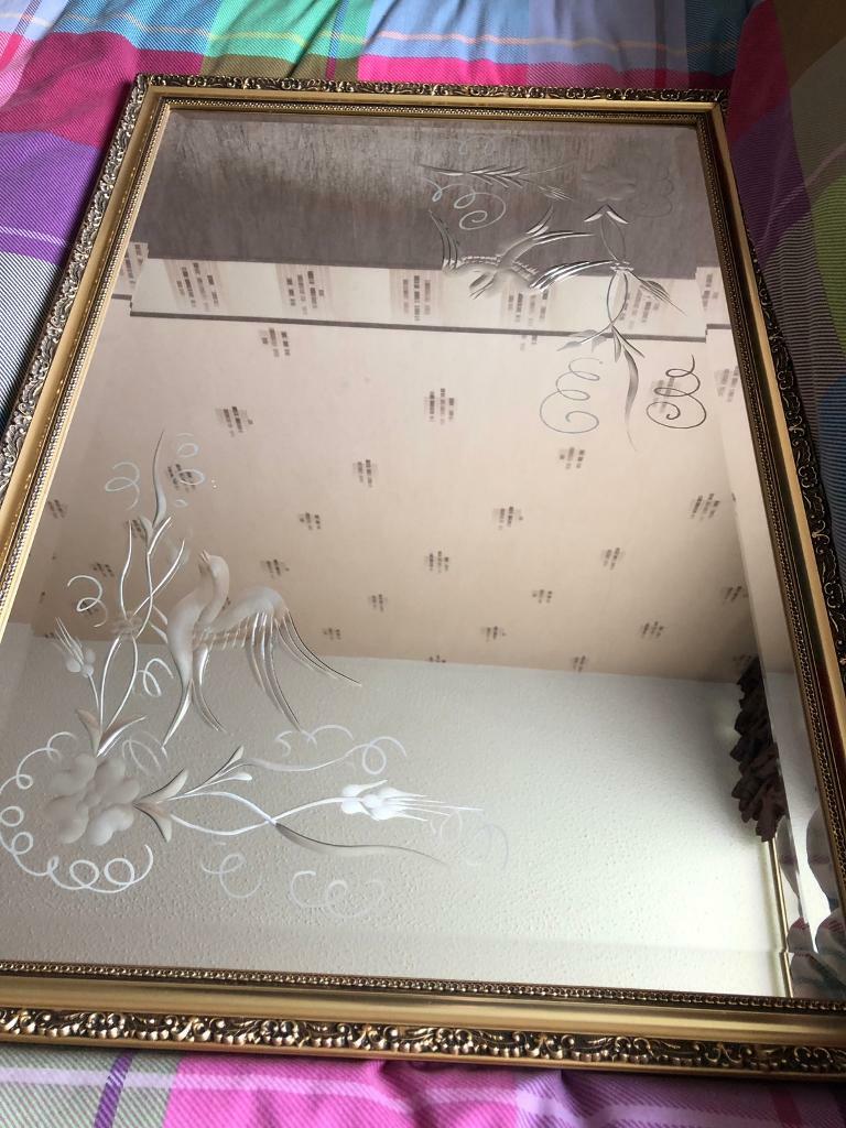 Mirror Engraved with Birds and Flowers in Linlithgow, West Lothian