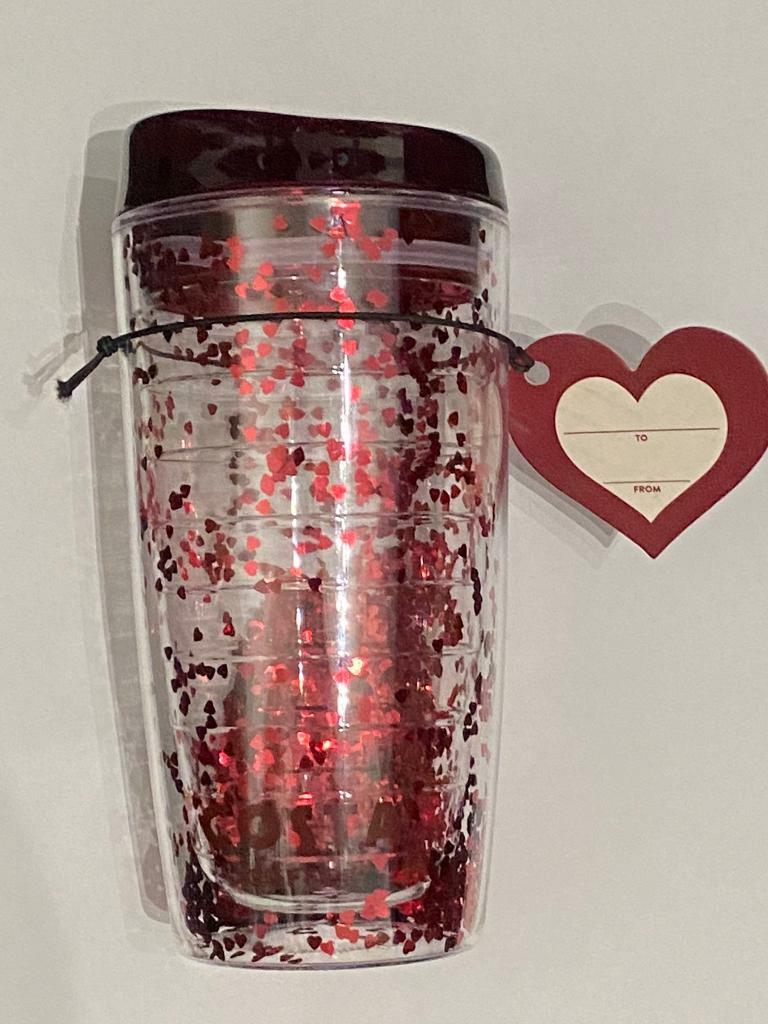 Costa Coffee Heart Glitter Travel Cup 450ml with ...