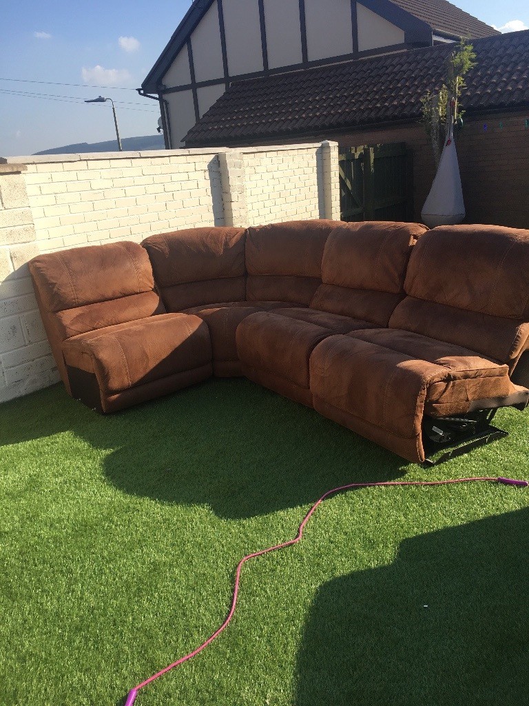 **FREE** Brown suede corner sofa in Merthyr Tydfil Gumtree