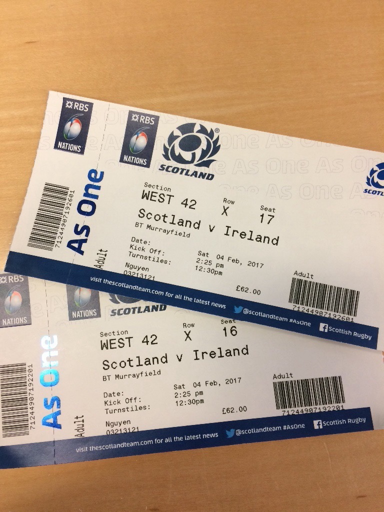 Scotland v Ireland six nations 4th Feb 2 tickets (Murrayfield Stadium, Edinburgh) in Southwark