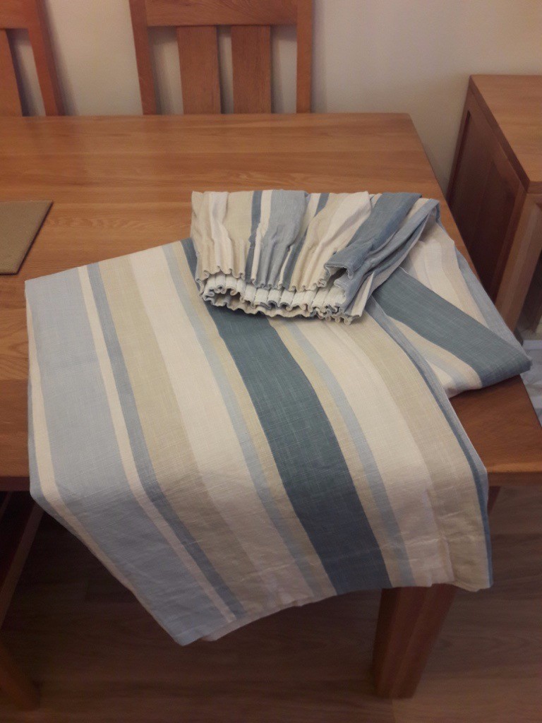 Laura Ashley Fully Lined Ready Made Curtains Awning Stripe In