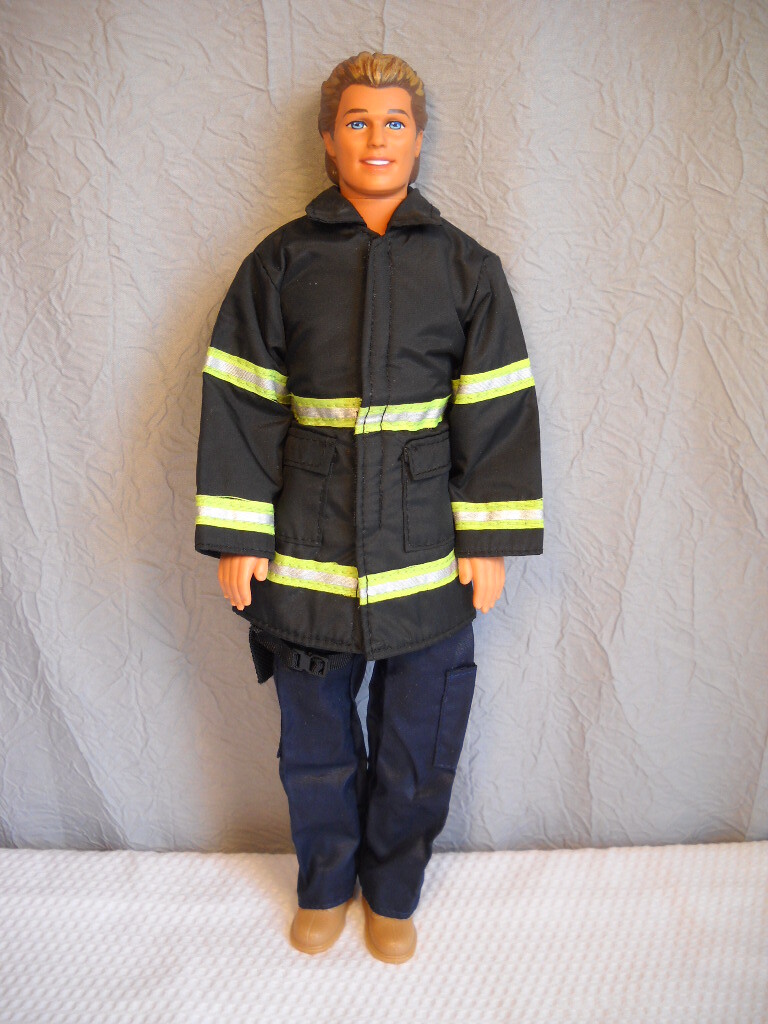 Gorgeous Handsome 1990s Ken Doll w/ Alan Head in New Firefighter Fireman Outfit