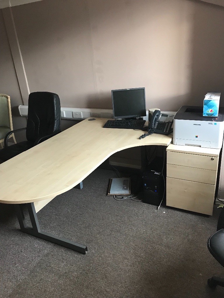 Curved office desk, drawers and open shelving unit in Peterborough, Cambridgeshire Gumtree