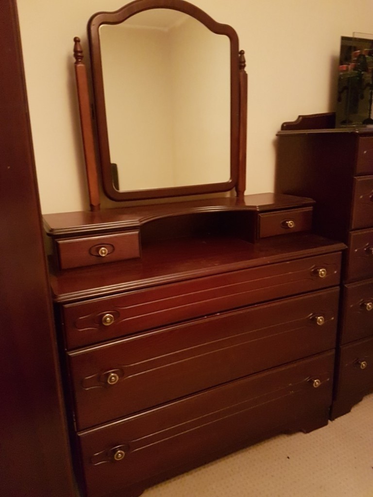 Rosewood Bedroom Furniture Set Triple & Double Wardrobe, Chest Drawers