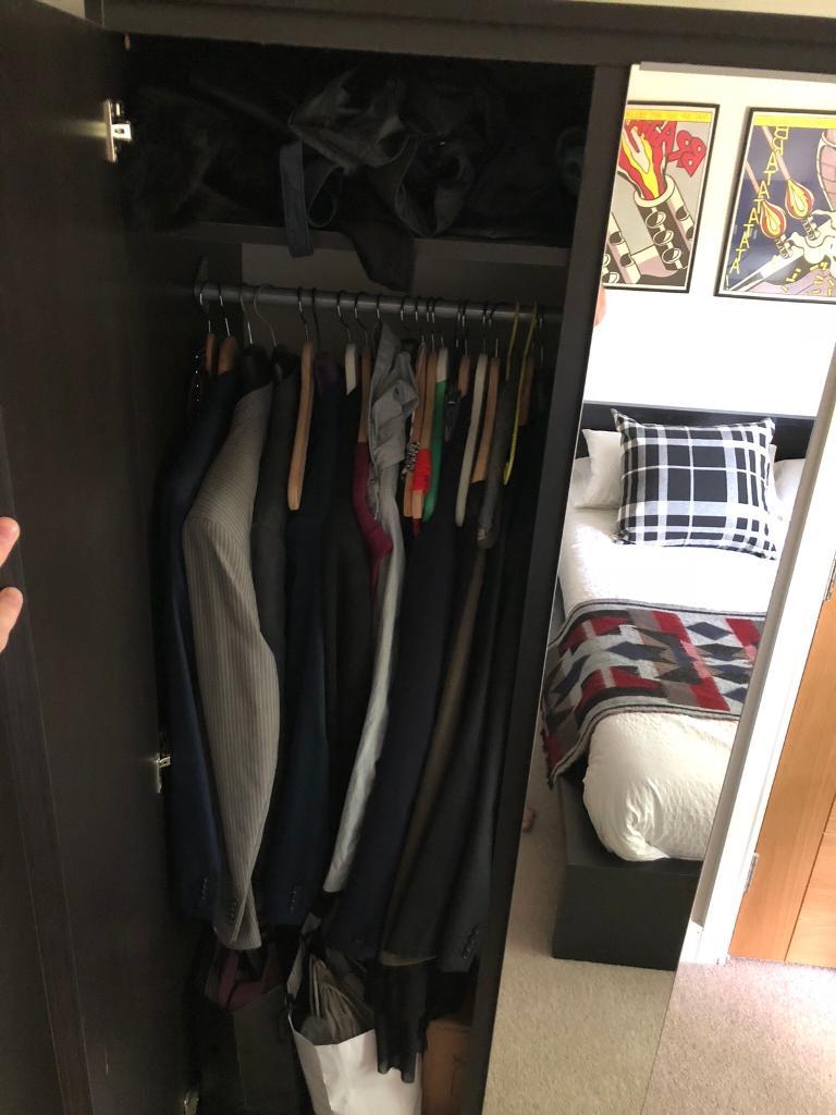 Black Wooden Wardrobe With Mirror In Haywards Heath West