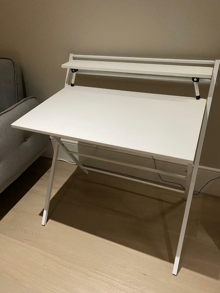 White Folding Computer Desk /Home Office Laptop Desk with White Steel