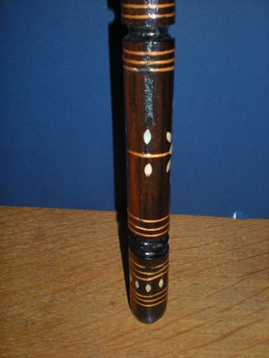 Swagger Stick Hand Carved with inlaid  Mother of Pearl Vintage