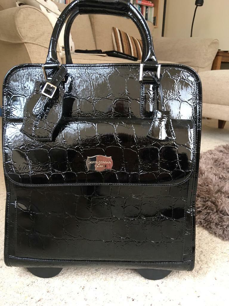 ‘JASPER CONRAN at TRIPP’ black fauxcroc laptop trolley bag in