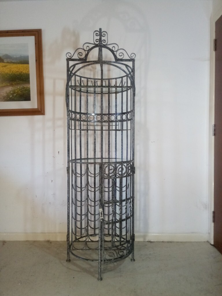 Vintage Cast Iron Wine Rack all Metal Storage Stackable Home Bar 24