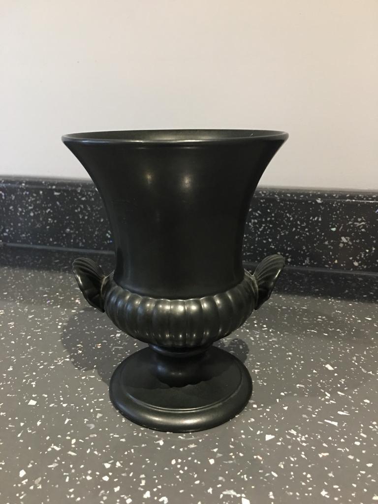 Vintage Wedgwood Ribbed Black Vase Urn In Lancing West