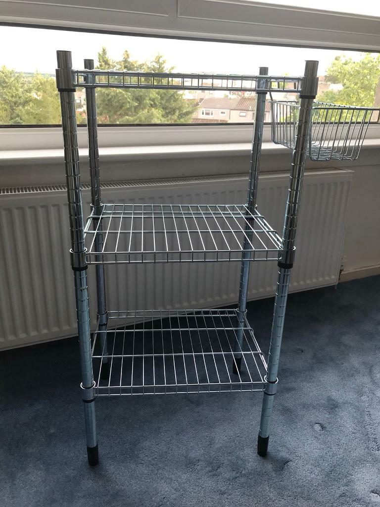 IKEA Omar wire shelving unit with basket. in Cumbernauld, Glasgow