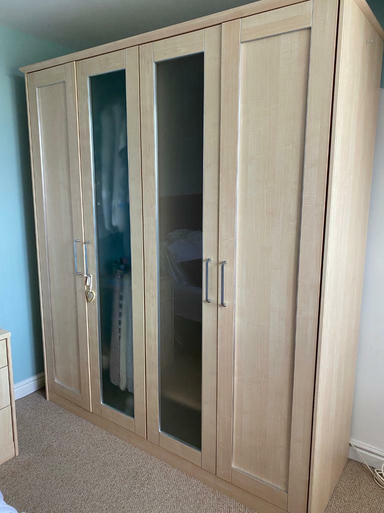 Schreiber double wardrobe and matching tallboy and bedside (Birch) in Wombourne, West