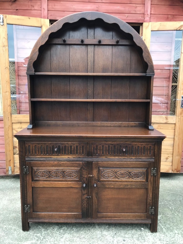 Oak Dutch Dresser Jaycee Display Unit With Drawers & Cupboard