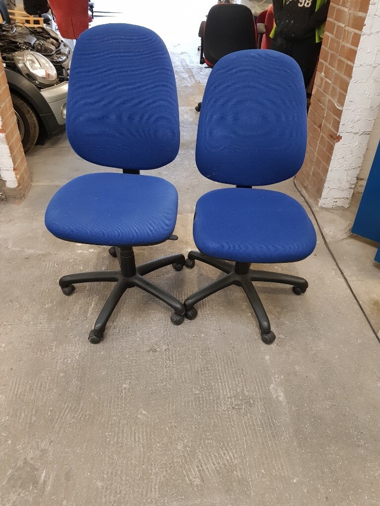 BLUE OFFICE CHAIRS NO ARM RESTS in Bridgend Gumtree