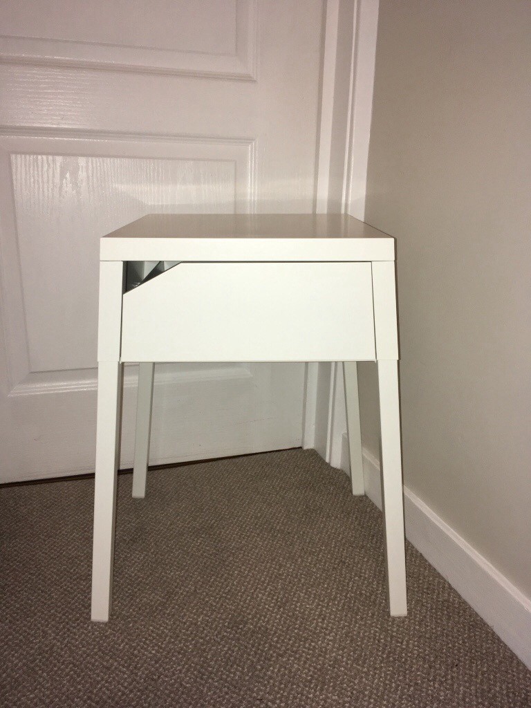 Ikea White Metal Bedside Table With Drawer In Carluke South