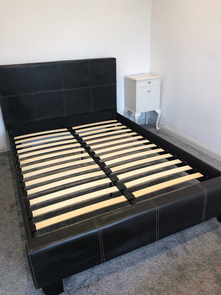 Dark brown faux leather double bed in Petersfield, Hampshire Gumtree