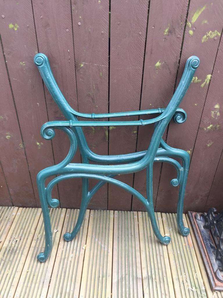 Pair cast iron chair bench ends patio or garden furniture in